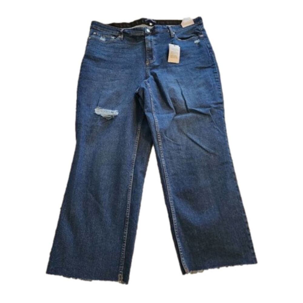 CALVIN klein high rise‎ straight cropped raw hem jeans plus size 20W new!!!